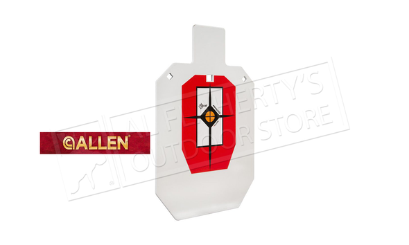 Allen EZ-Aim Hardrock AR500 IPSC Silhouette Shooting Target, 9"W x 14.875H", White/Red/Black #15371