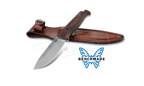 Benchmade 15002 Saddle Mountain Skinner Fixed Knife with Stabilized Wood handle and Leather Sheath #15002