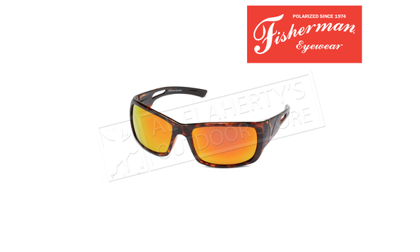 Fisherman Eyewear Hazard Polarized Sunglasses, Tortoise with Red Mirror Lens #50460222