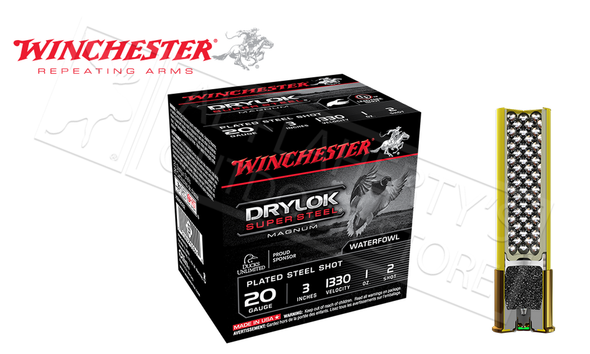 Winchester Drylok Super Steel Magnum Waterfowl Shells 20 Gauge 3" #2 Shot Size Box of 25 #XSM203