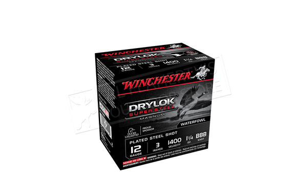 Winchester Drylok Super Steel Waterfowl Shells 12 Gauge 3", #BBB 1-1/4 oz. 1400 fps, Box of 25 #XSC123