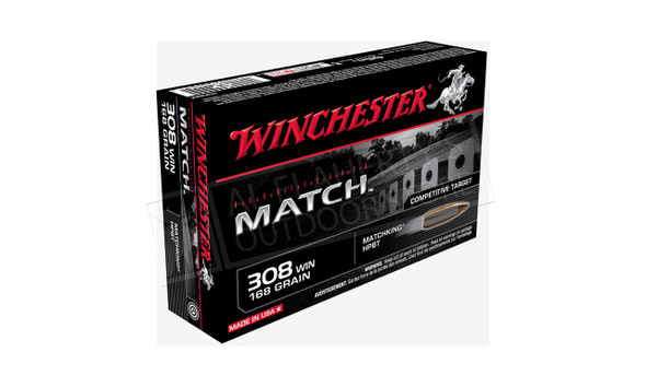 Winchester .308 Match Competitive Target, 168 Grain HPBT, Box of 20 #S308M