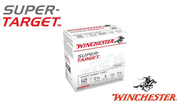12 GAUGE - WINCHESTER SUPER-TARGET, #7-1/2, 2-3/4", 1-1/8 OZ. 3 DRAM, CASE OF 250