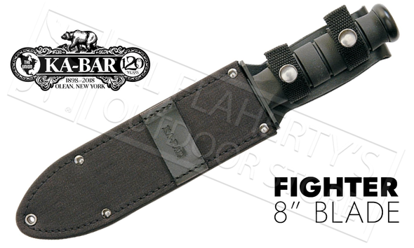 KA-BAR Black KA-BAR Fighter, 8" Fixed Blade with Serrations #1271