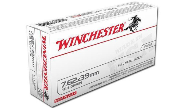 WINCHESTER 7.62X39MM WHITE BOX, FMJ 123 GRAIN BOX OF 20
