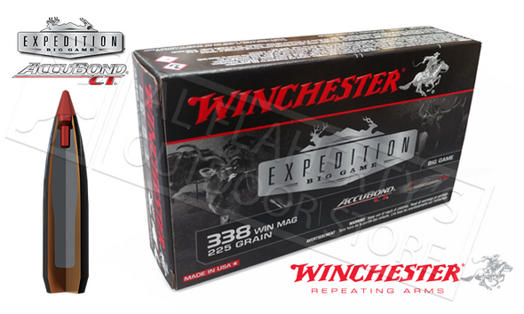 WINCHESTER 338 WM ACCUBOND CT EXPEDITION BIG GAME, POLYMER TIPPED 225 GRAIN BOX OF 20