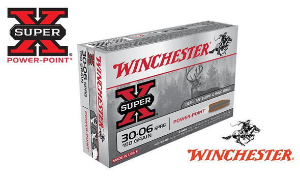 WINCHESTER 30-06 SPRINGFIELD SUPER X, POWER POINT 150 GRAIN BOX OF 20