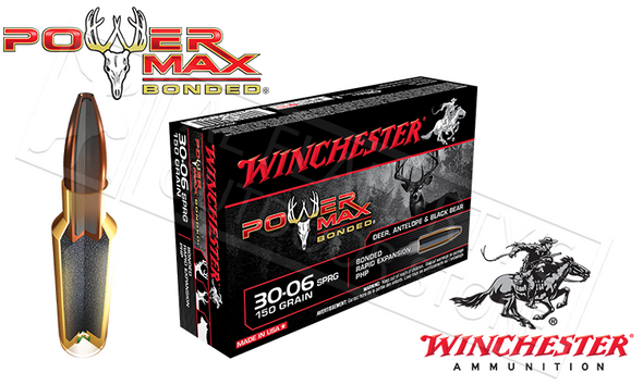 WINCHESTER 30-06 SPRINGFIELD POWER MAX, BONDED HP 150 GRAIN BOX OF 20