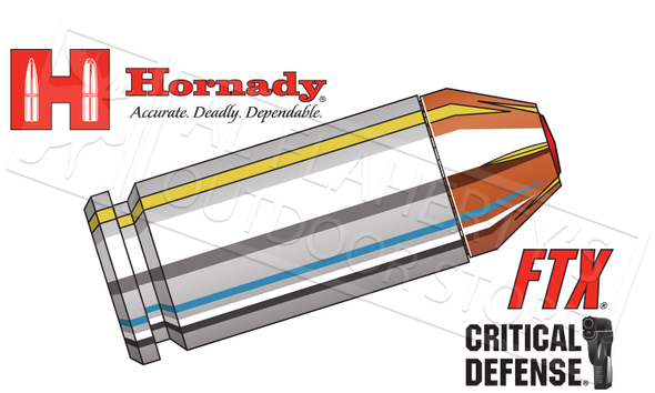 Hornady 40S&W Critical Defense, FTX 165 Grain Box of 20 #91340