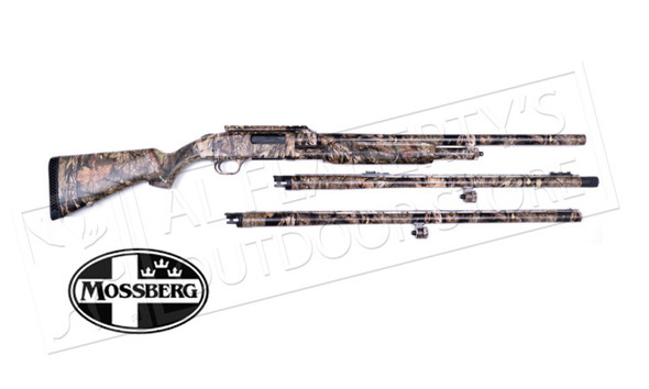 MOSSBERG 500 3-BARREL COMBO 12 GAUGE, 3" CHAMBER, 24" RIFLED, 24" TURKEY, 28" WATERFOWL BARRELS #53341