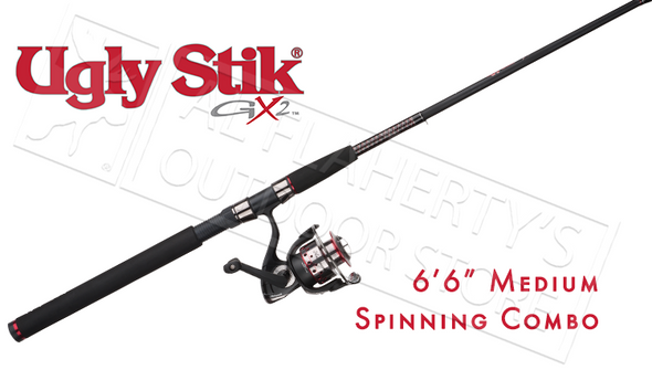 Ugly Stik GX2 Spinning Rod, 2 Piece, Medium 1/8-3/4oz Lures, 4 lb, 20lb, 7  Guides + Tip