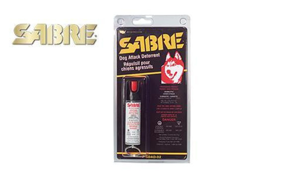 SABRE DOG ATTACK DETERRENT PEPPER SPRAY, 22G PRESSURIZED CAN WITH KEYCHAIN LOOP