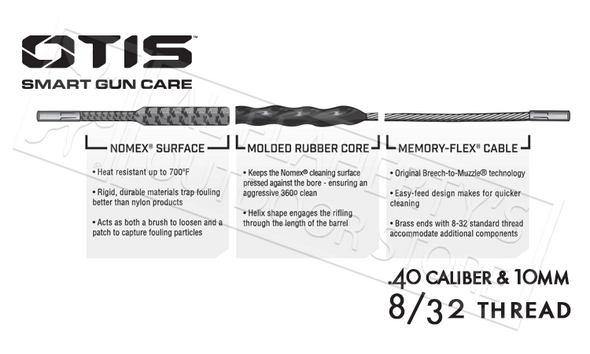 OTIS RIPCORD BORESNAKE FOR .40 CALIBER AND 10MM HANDGUNS