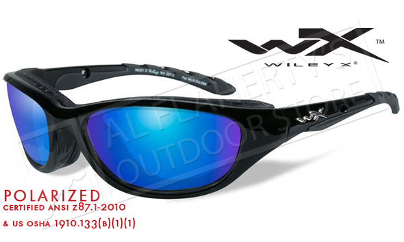 Wiley X AirRage Shooting Glasses with Polarized Blue Mirror Lens and Gloss Black Frame #698