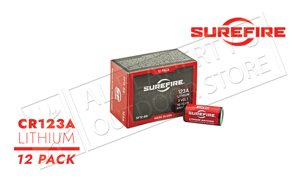 SureFire CR123A Lithium Batteries, Pack of 12 #SF12-BB