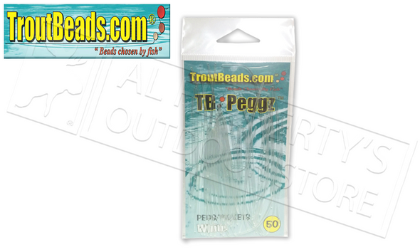 TroutBeads.com TB Peggz, White, Pack of 50 #TBPG-WT