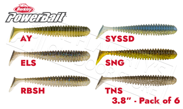 Berkley PowerBait Power Swimmer, 3.8" Pack of 6, Various Patterns #PBPS3