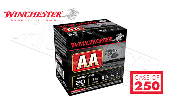 Winchester AA 20 Gauge #9, 2-3/4" Case of 250 Shells #AA209CASE — Al Flaherty's