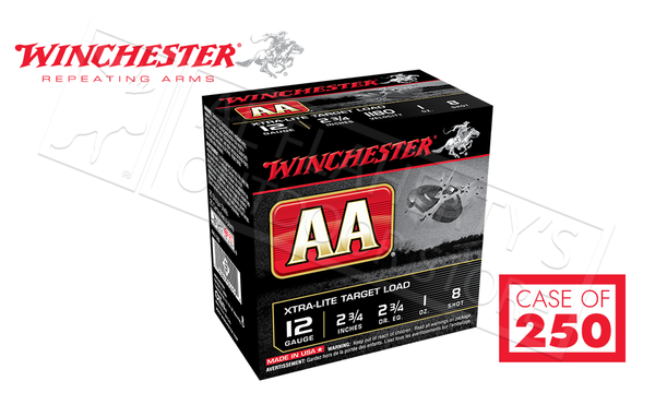 Winchester AA Xtra-Lite Target Load 12 Gauge #8, 2-3/4" Case of 250 Shells #AAL128CASE — Al Flaherty's