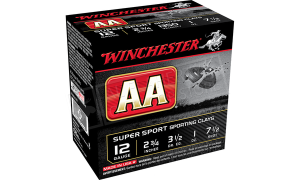 Winchester AA Super Sport Sporting Clays Target Load 12 Gauge #7-1/2, 2-3/4" Case of 250 Shells #AASCL127CASE — Al Flaherty's