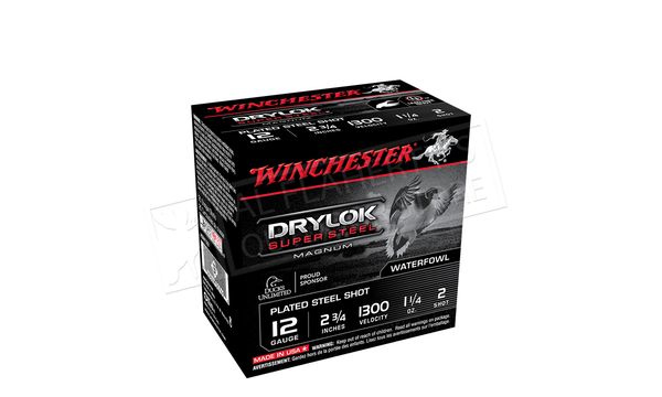 Winchester Drylok Super Steel Waterfowl Shells 12 Gauge 2-3/4", #1-1/4 or. 1300 fps, Box of 25 #XSM12 — Al Flaherty's