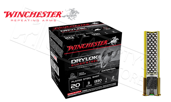 Winchester Drylok Super Steel Magnum Waterfowl Shells 20 Gauge 3",  Shot Size 2, 3, & 4, Box of 25 #XSM203 — Al Flaherty's