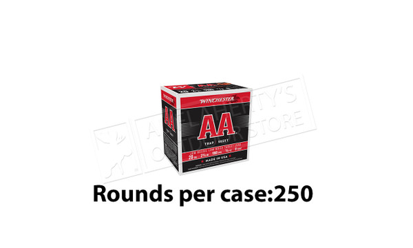 Winchester AA Low Recoil Low Noise Target Load 20 Gauge #8, 2-3/4" Case of 250 Shells #AA20FL8 — Al Flaherty's