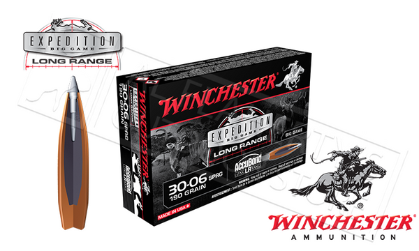 Winchester 30-06 SPRG AccuBond Expedition LR, Polymer Tipped Boat-Tail 190 Grain Box of 20 #S3006LR — Al Flaherty's