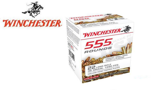 Winchester 22LR 555 Value Pack, 36 Grain JHP High Velocity, 1280 FPS, 555 Round Box #22LR555HP — Al Flaherty's