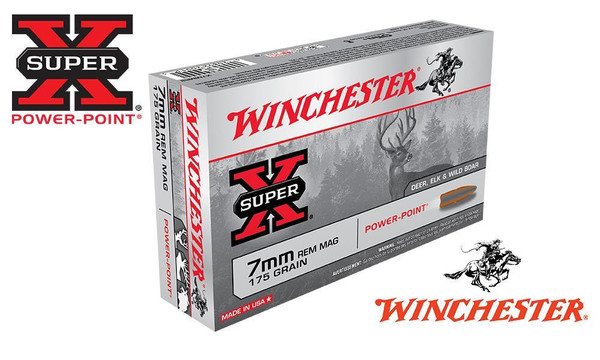 Winchester 7mm Rem Mag Super X, Power Point 175 Grain Box of 20 #X7MMR2 — Al Flaherty's