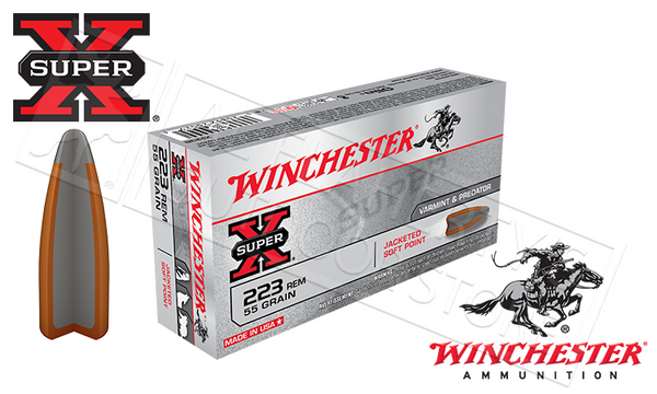 Winchester 223 Rem Super-X, JSP 55 Grain Box of 20 #X223R — Al Flaherty's