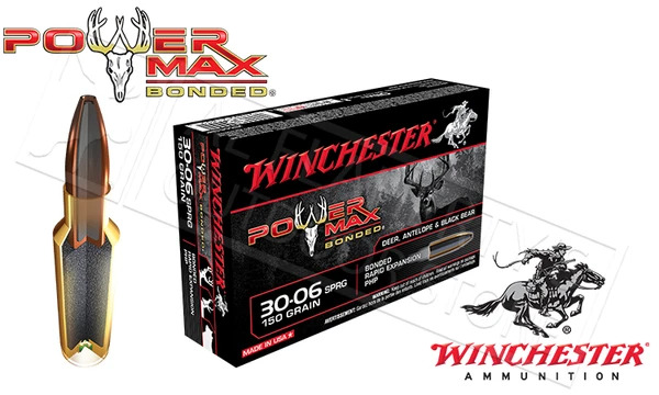 Winchester 30-06 Springfield Power Max, Bonded HP 150 Grain Box of 20 #X30061BP — Al Flaherty's