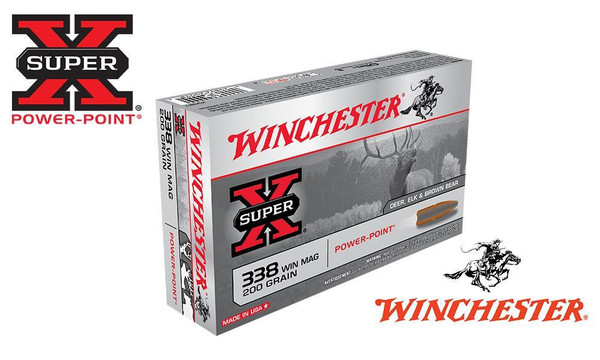 Winchester .338 Win Mag Super X, Power Point 200 Grain Box of 20 #X3381 — Al Flaherty's