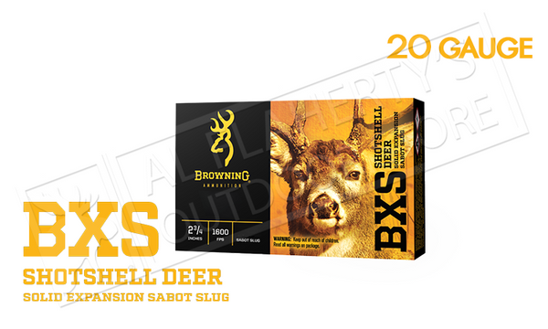 Browning Ammo BXS Sabot Slugs 20 Gauge 2.75" 3/4 oz. Box of 5 #B193112021 — Al Flaherty's