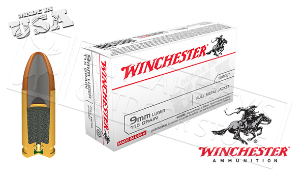 Winchester 9mm White Box, FMJ 115 Grain Box of 50 #Q4172 — Al Flaherty's