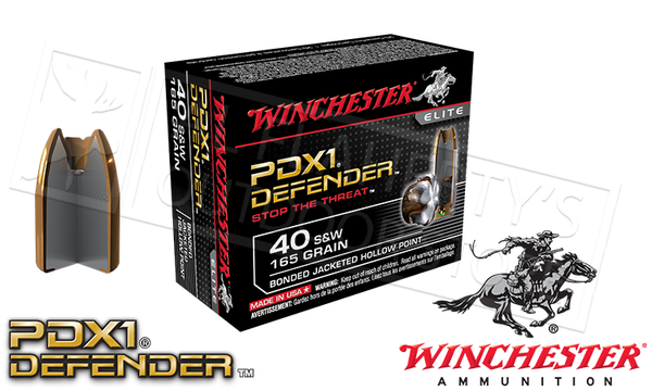 Winchester .40S&W PDX1 Defender, Bonded JHP 165 Grain Box of 20 #S40SWPDB — Al Flaherty's