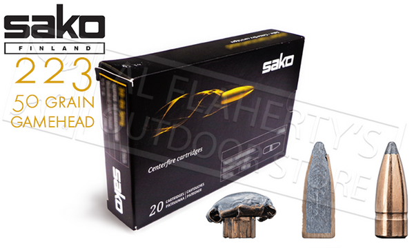 Sako Centerfire 223 REM Gamehead, JSP 50 Grain Box of 20 #C611106GSA10 — Al Flaherty's