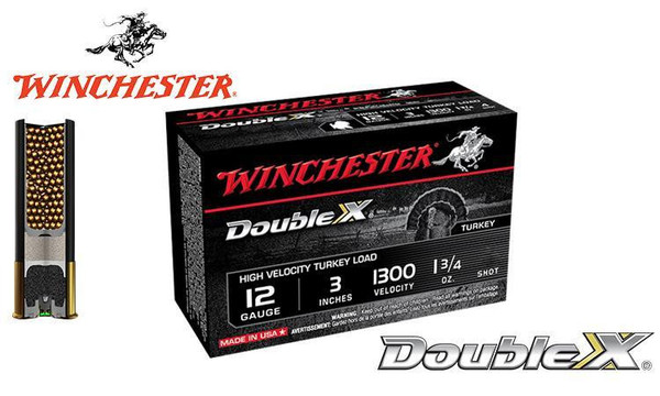 Winchester Double X High Velocity Turkey Shells 12 Gauge 3", 1-3/4 oz. #4, 5, 6 Shot, 1300 FPS, Box of 10 #STH123 — Al Flaherty's