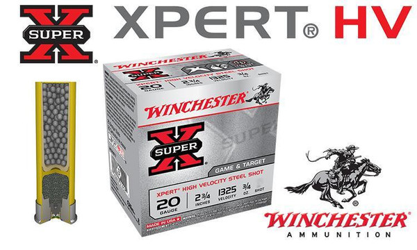 Winchester Super-X Xpert HV Shells 20 Gauge 2-3/4" Steel Shot, Boxes of 25 #WE20GT — Al Flaherty's