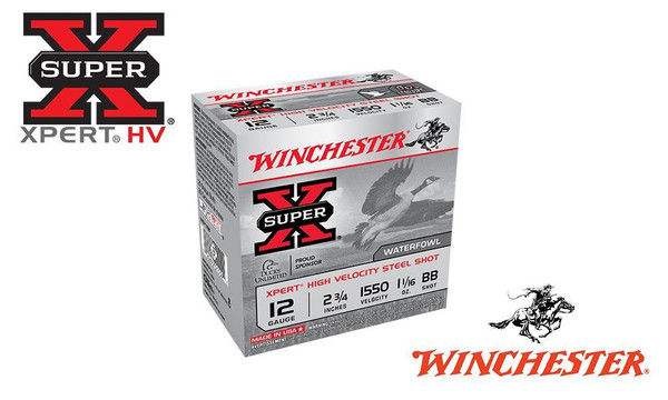 Winchester Super-X Xpert High Velocity Waterfowl Shells 12 Gauge 2-3/4" Steel Shot, 1-1/16 oz. 1550 FPS, Box of 25 #WEX12 — Al Flaherty's