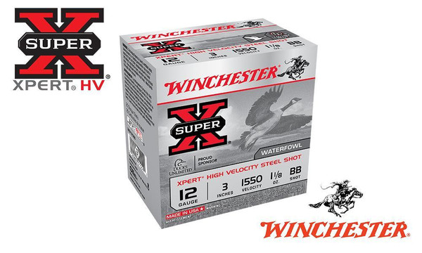 Winchester Super-X Xpert High Velocity Waterfowl Shells 12 Gauge 3" Steel Shot, 1-1/8 oz. 1550 FPS, Box of 25 #WEX123 — Al Flaherty's