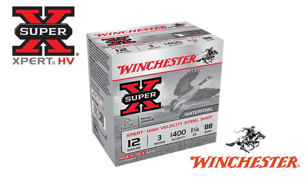Winchester Super-X Xpert High Velocity Waterfowl Shells 12 Gauge 3" Steel Shot, 1-1/4 oz. 1400 FPS, Box of 25 #WEX123H — Al Flaherty's