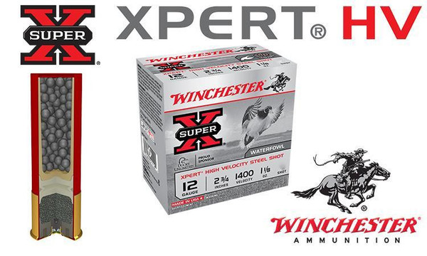 Winchester Super-X Xpert HV Shells 12 Gauge 2-3/4" Steel Shot, Boxes of 25 #WEX12H — Al Flaherty's