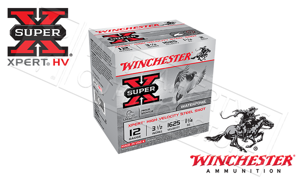 Winchester Super-X Xpert High Velocity Waterfowl Shells 12 Gauge 3-1/2" Steel Shot, 1-1/4 oz. 1625fps, Box of 25 #WEX12LM — Al Flaherty's