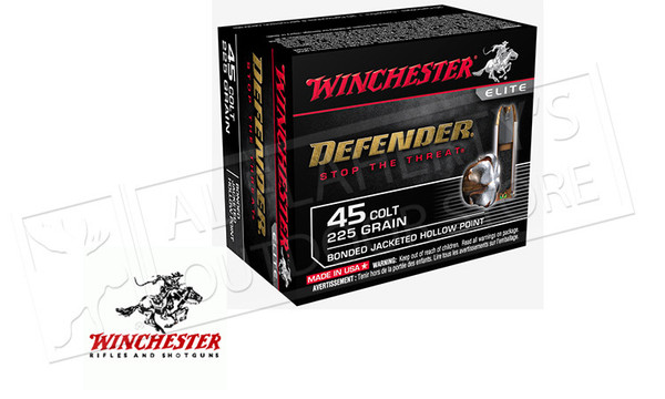 Winchester 45 Colt Defender, Bonded JHP 225 Grain box of 20 #S45CPDB — Al Flaherty's