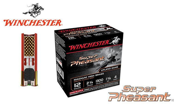 Winchester Super Pheasant Magnum Shells 12 Gauge 2-3/4", 1-3/8 oz. #4, 5, or 6 Shot, 1300 FPS, Box of 25 #X12PH — Al Flaherty's