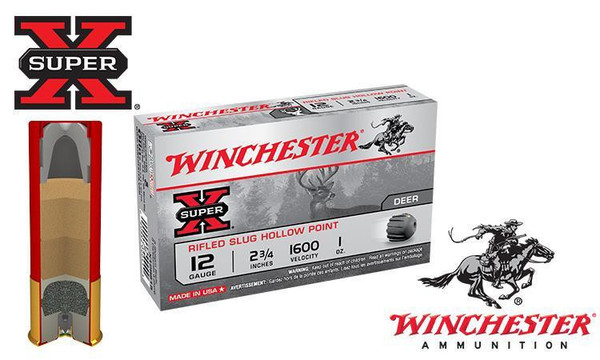 Winchester Super X Rifled Slugs 12 Gauge 2-3/4" Box of 5 #X12RS15 — Al Flaherty's