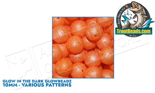 TroutBeads.com GlowBeadz, 10mm Packs of 10, Various Patterns #GL/10