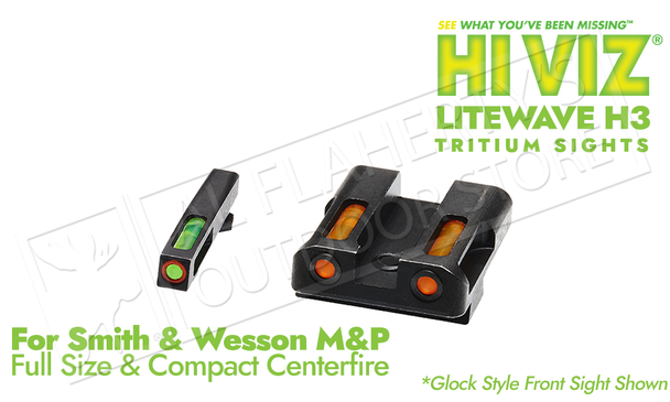 HiViz LiteWave H3 for SW M&P Full Size Frames - Green Front & Orange Rear with Orange Front Ring #MPN621