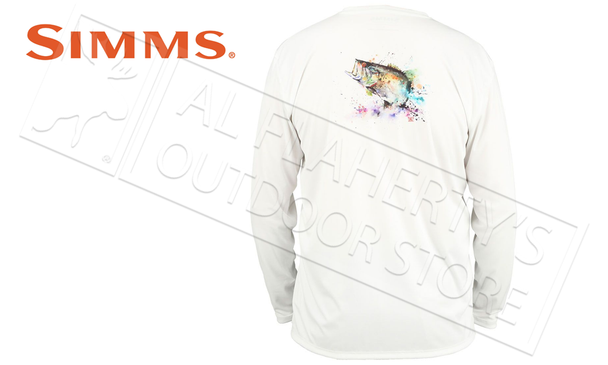 Simms Men's Solar Tech Tee Long Sleeve Large Mouth Bass Print #12883-124